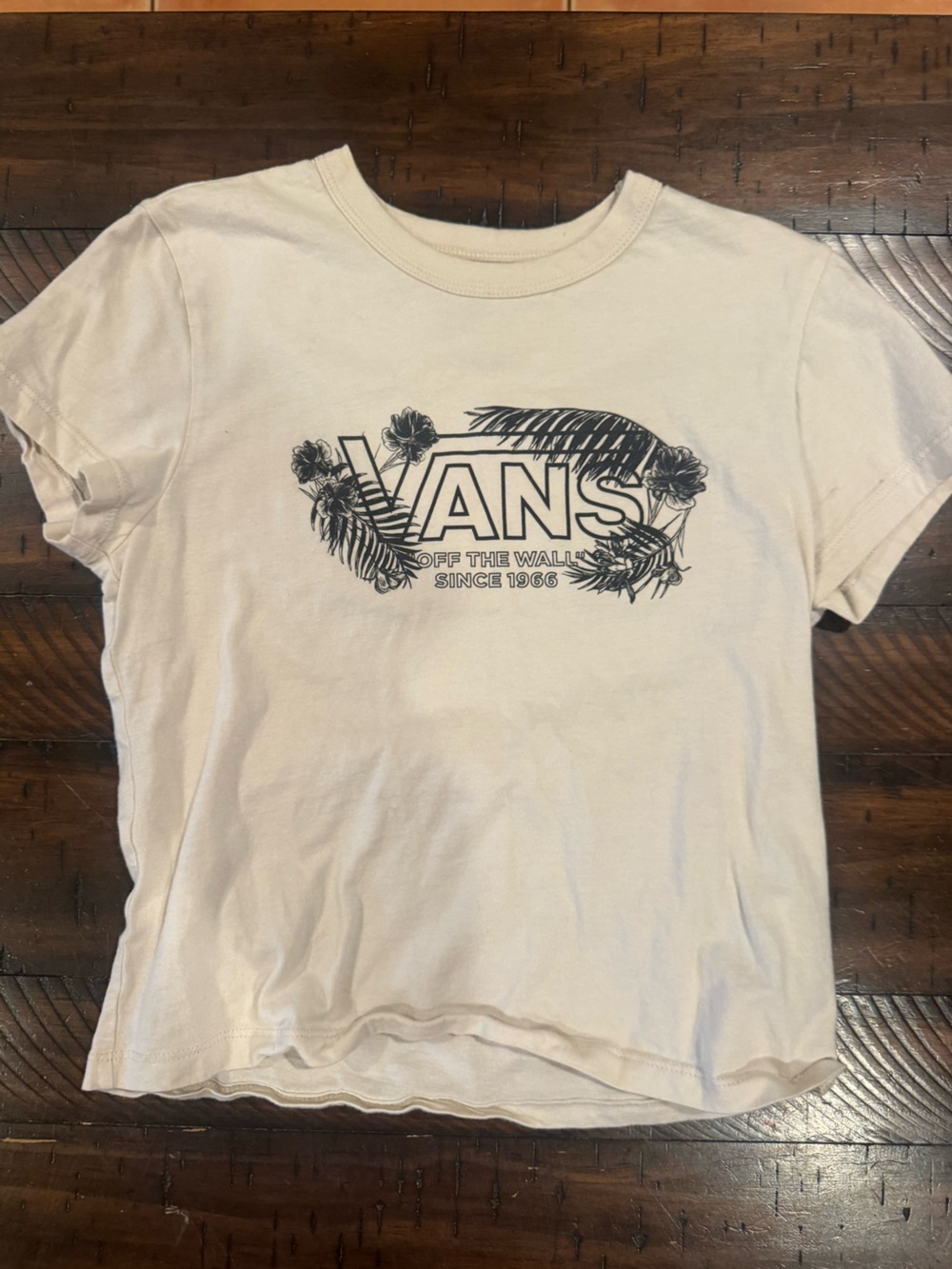 Vans Off The Wall White Tee with Black Floral Logo